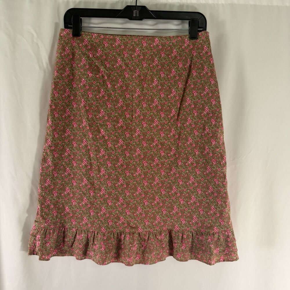 Brooks Brothers 346 Knee Length Skirt Women's 10 Green Pink Floral Side Zip